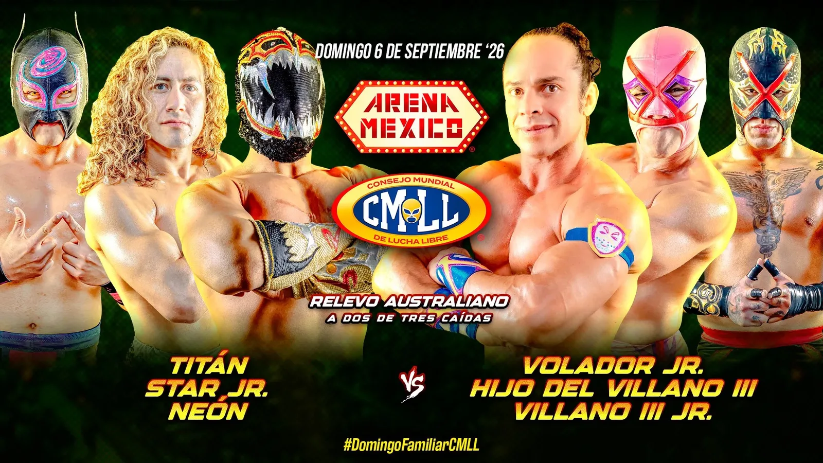 CMLL Domingo Familiar Results: Volador Jr. and Villanos Defeat Titán, Star Jr. and Neón