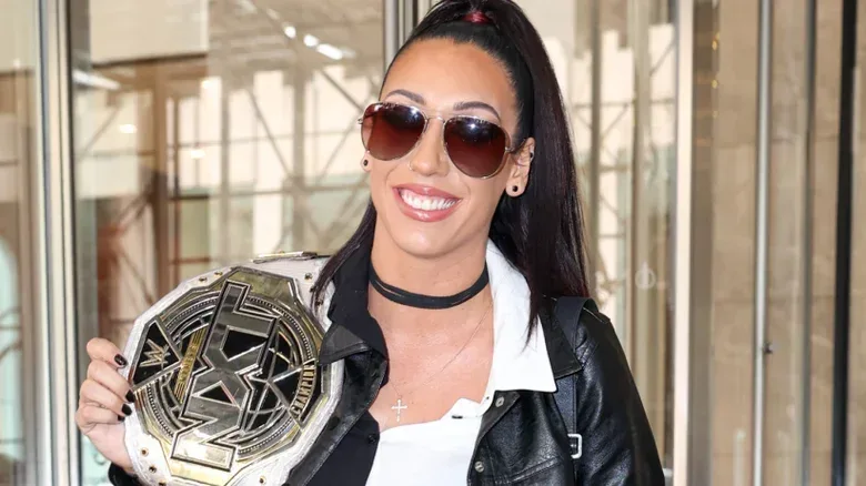 Jacy Jayne holding the NXT Women's Championship