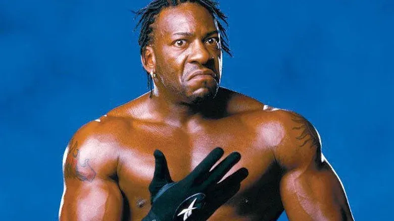 Booker T during a photoshoot with WWE early in his tenure with the promotion.