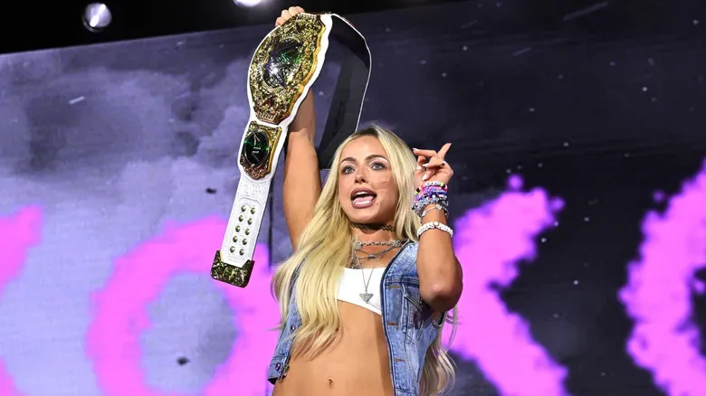 Liv Morgan speaks onstage during WWE Summer Slam Kickoff at Fanatics Fest