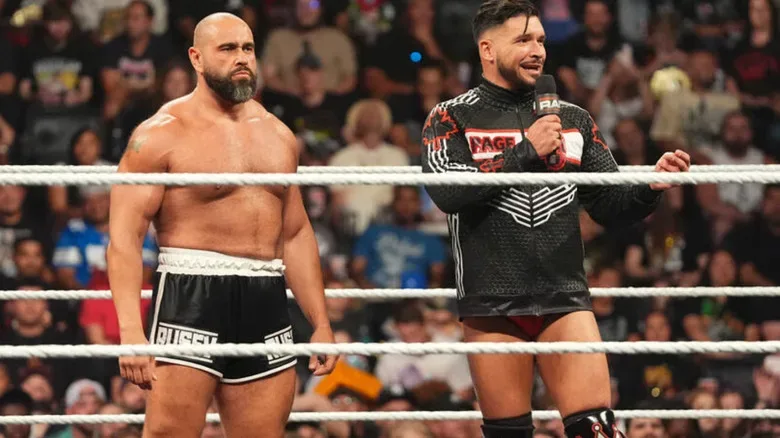 Rusev and Ethan Page standing in a WWE ring