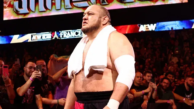 Samoa Joe makes his way out to the ring to face off against Jack Perry on the October 6, 2026 edition of "AEW Dynamite: Grand Slam France."