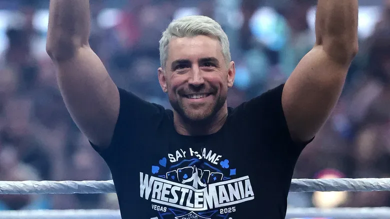 Joe Hendry is introduced prior to a match against Randy Orton during WrestleMania 41 at Allegiant Stadium on April 20, 2025 in Las Vegas, Nevada.
