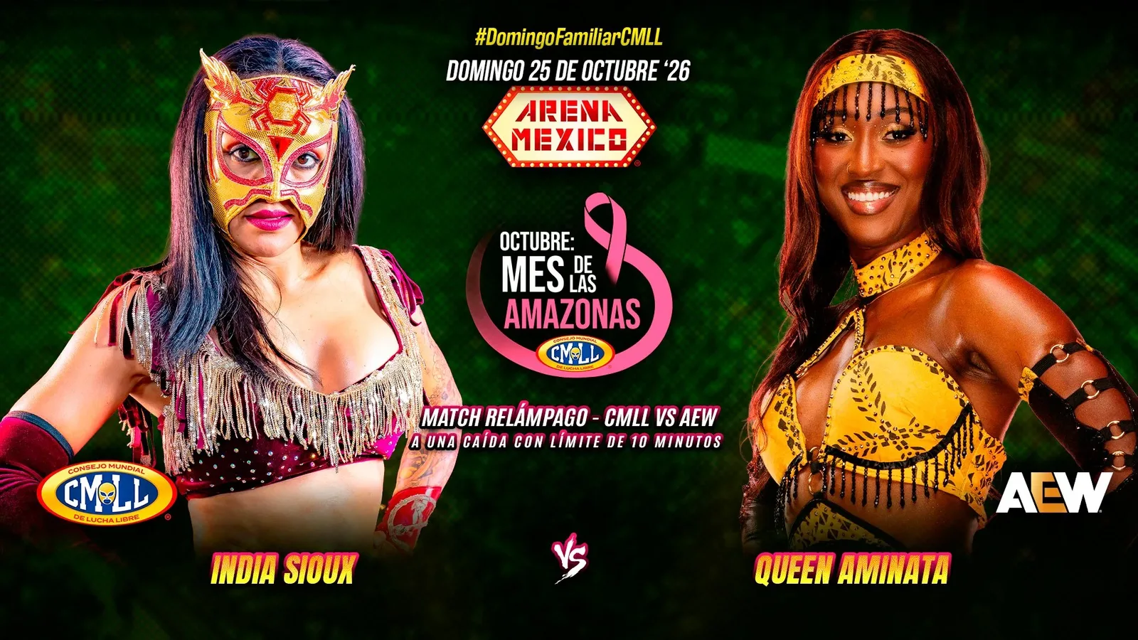 CMLL Domingo Familiar Results: Queen Aminata, Esfinge Score Key Wins at Arena Mexico