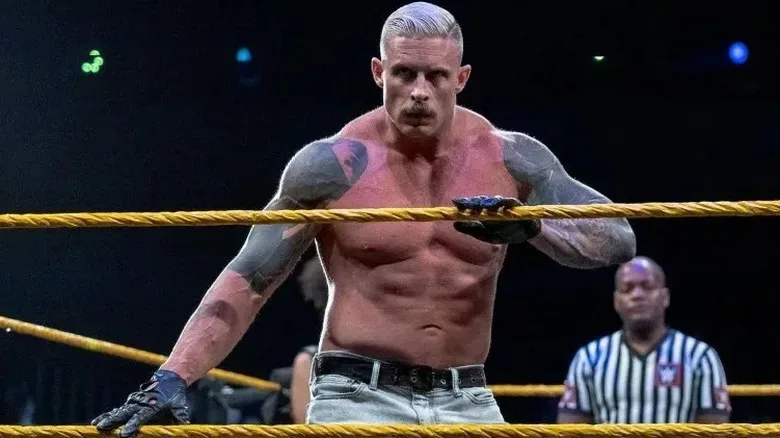 Former WWE star Dexter Lumis awaits his challenger in the ring