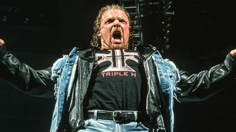 Triple H during his return to WWE following his quad injury.