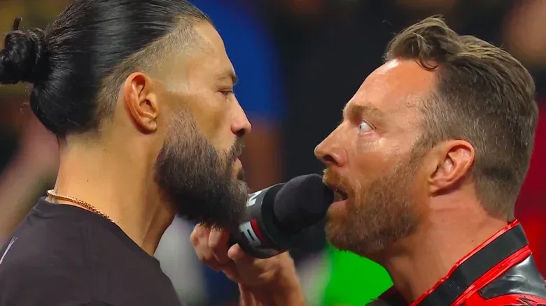 LA Knight face-to-face with Roman Reigns