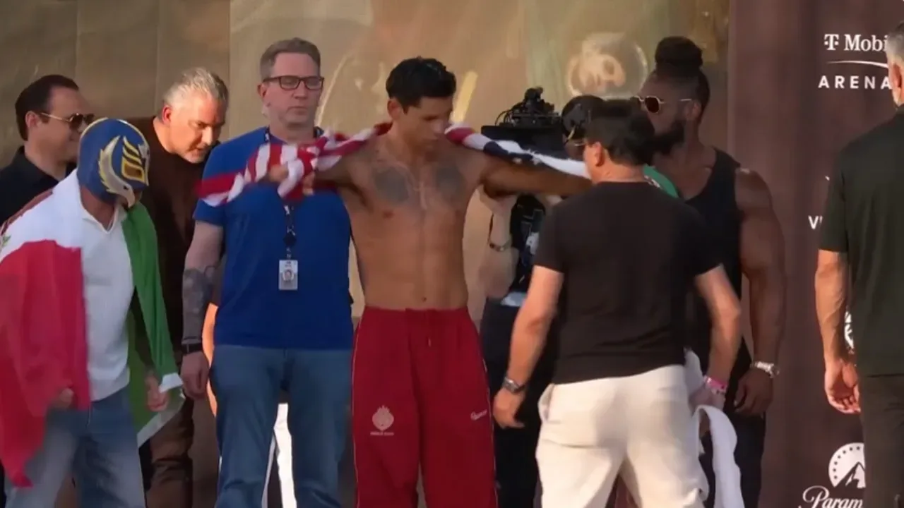Rey Mysterio Accompanies Ryan Garcia at Las Vegas Weigh-In