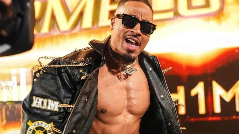 Carmelo Hayes makes his way down to the ring before a match on "WWE SmackDown."