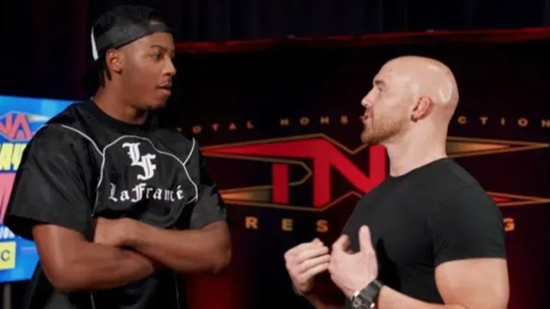 Ricky Sosa and Fabian Aichner have a chat after announcing they both will be part of the 2026 World X-Cup at Destination X