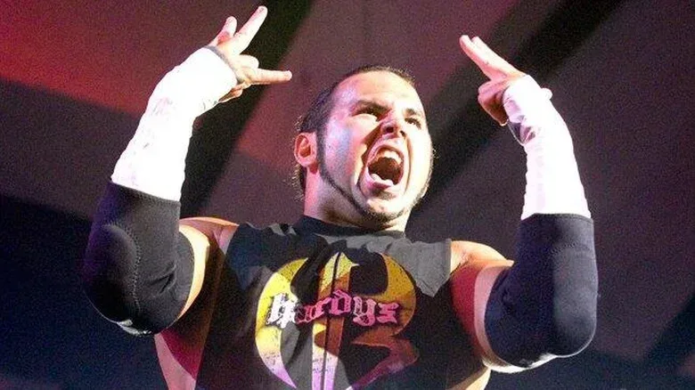 Matt Hardy fires up the crowd ahead of his match