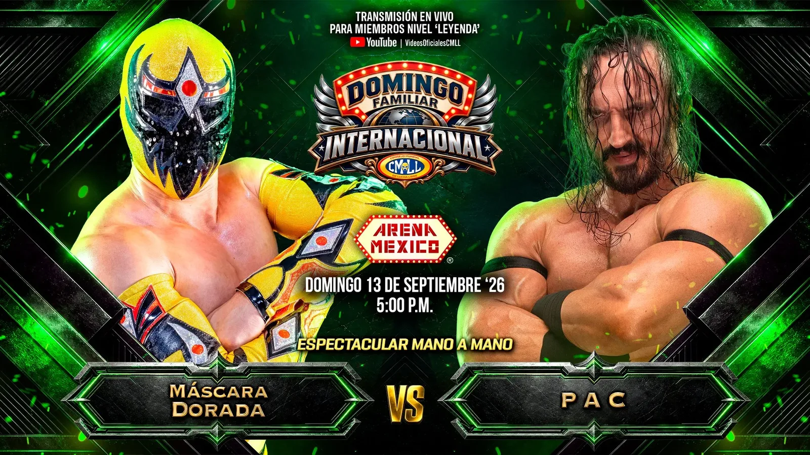 PAC vs. Mascara Dorada Set for CMLL’s September 13 Event at Arena Mexico
