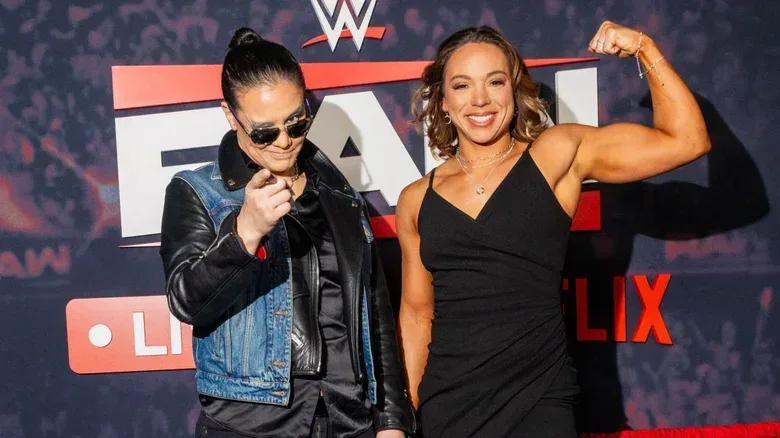 Shayna Baszler and Zoey Stark attend Netflix's Debut of WWE Monday Night Raw at Intuit Dome on January 06, 2025 in Inglewood, California.