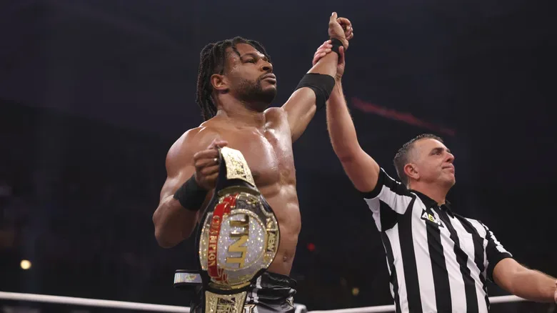 A referee raises then-TNT Champion Kevin Knights hands following a win on the May 13, 2026 edition of "AEW Dynamite."