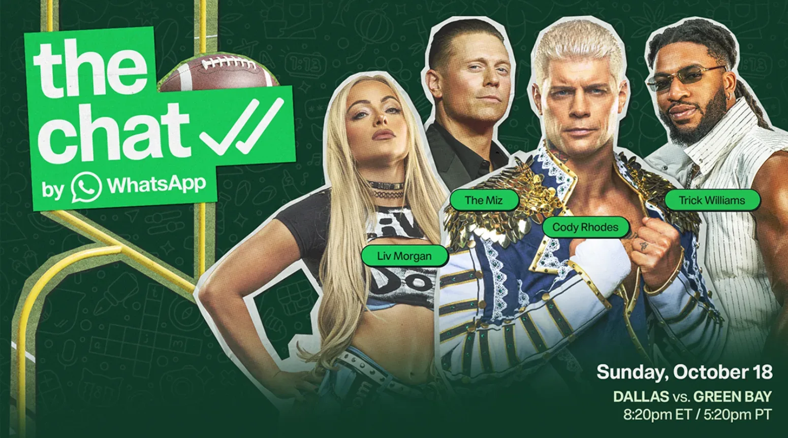 WWE Stars Set for WhatsApp’s The Chat During NFL Games