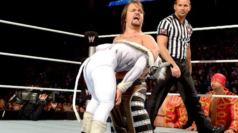 Hornswoggle clashing with El Torito in their match on "SmackDown."