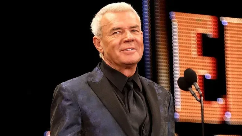 Eric Bischoff during his WWE Hall of Fame ceremony speech.